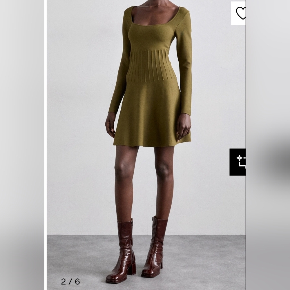 STAUD Military Green Long Sleeve Dress,Size XL. - Picture 2 of 16